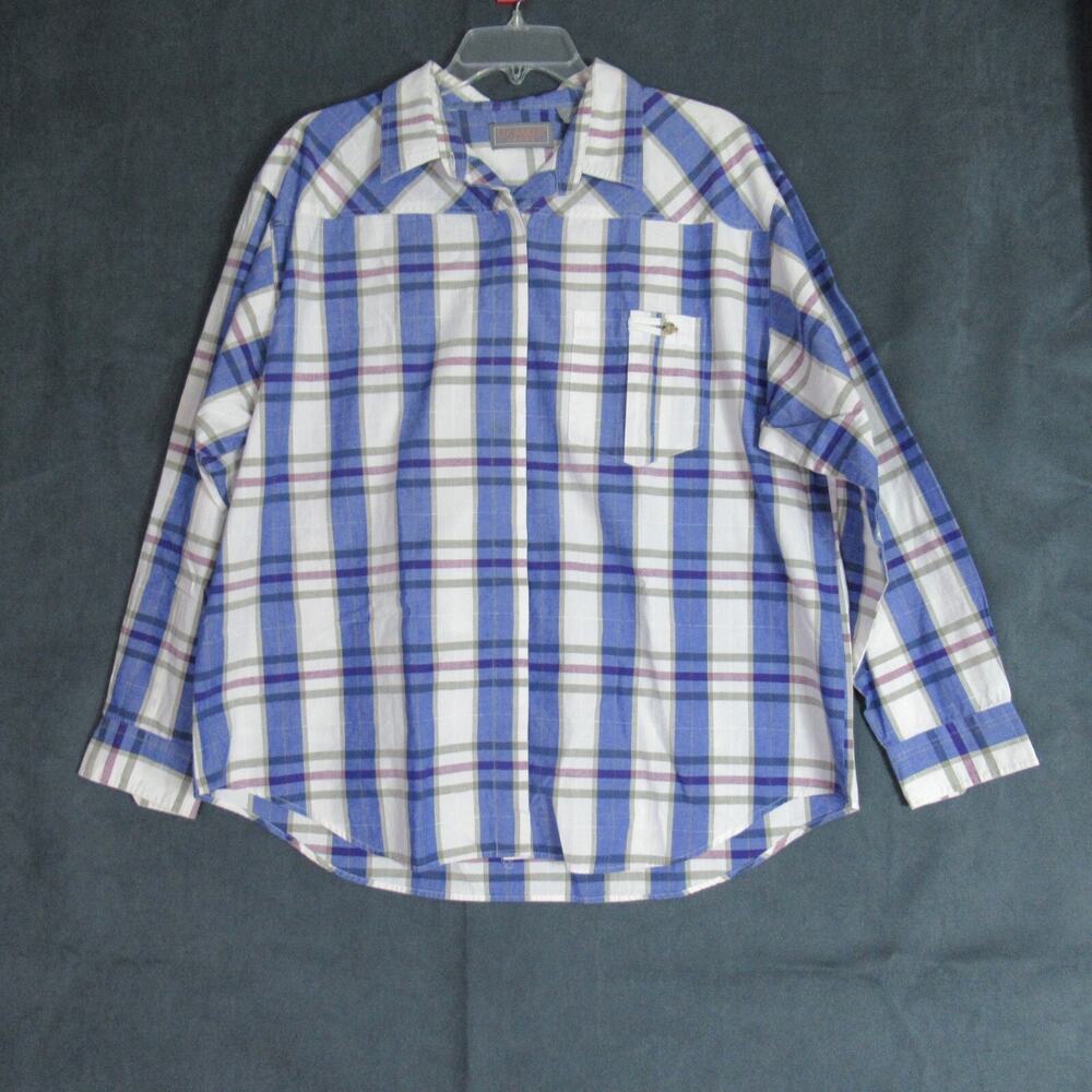 Vintage Liz Baker Sport Top Womens Size 18W Plaid Button Up Shirt Preppy Momcore